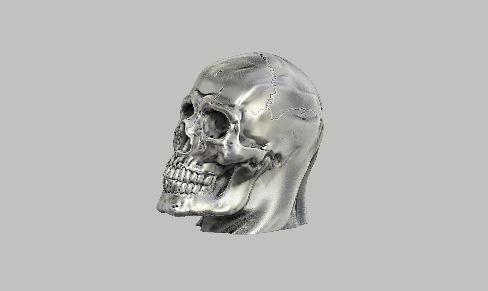 Robot Skull Headphone Stand  Cyborg Headset Stand  3D print model_7