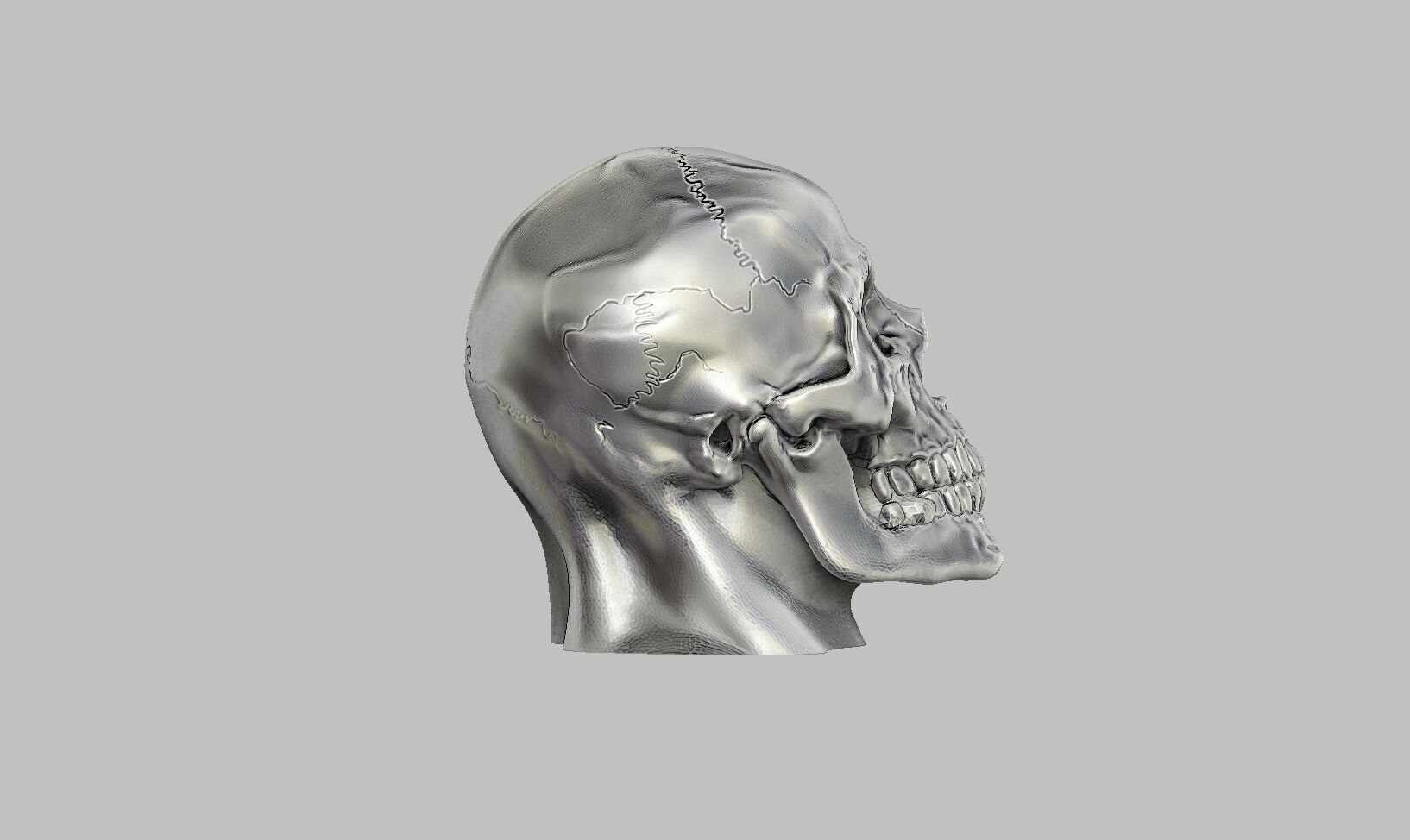 Robot Skull Headphone Stand  Cyborg Headset Stand  3D print model_5