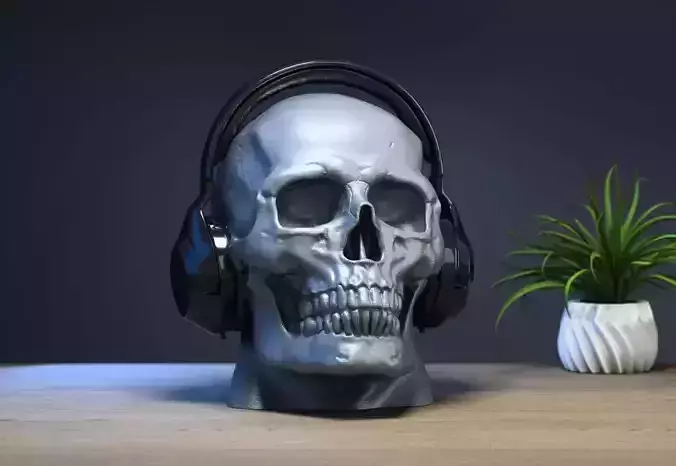 Robot Skull Headphone Stand  Cyborg Headset Stand  3D print model