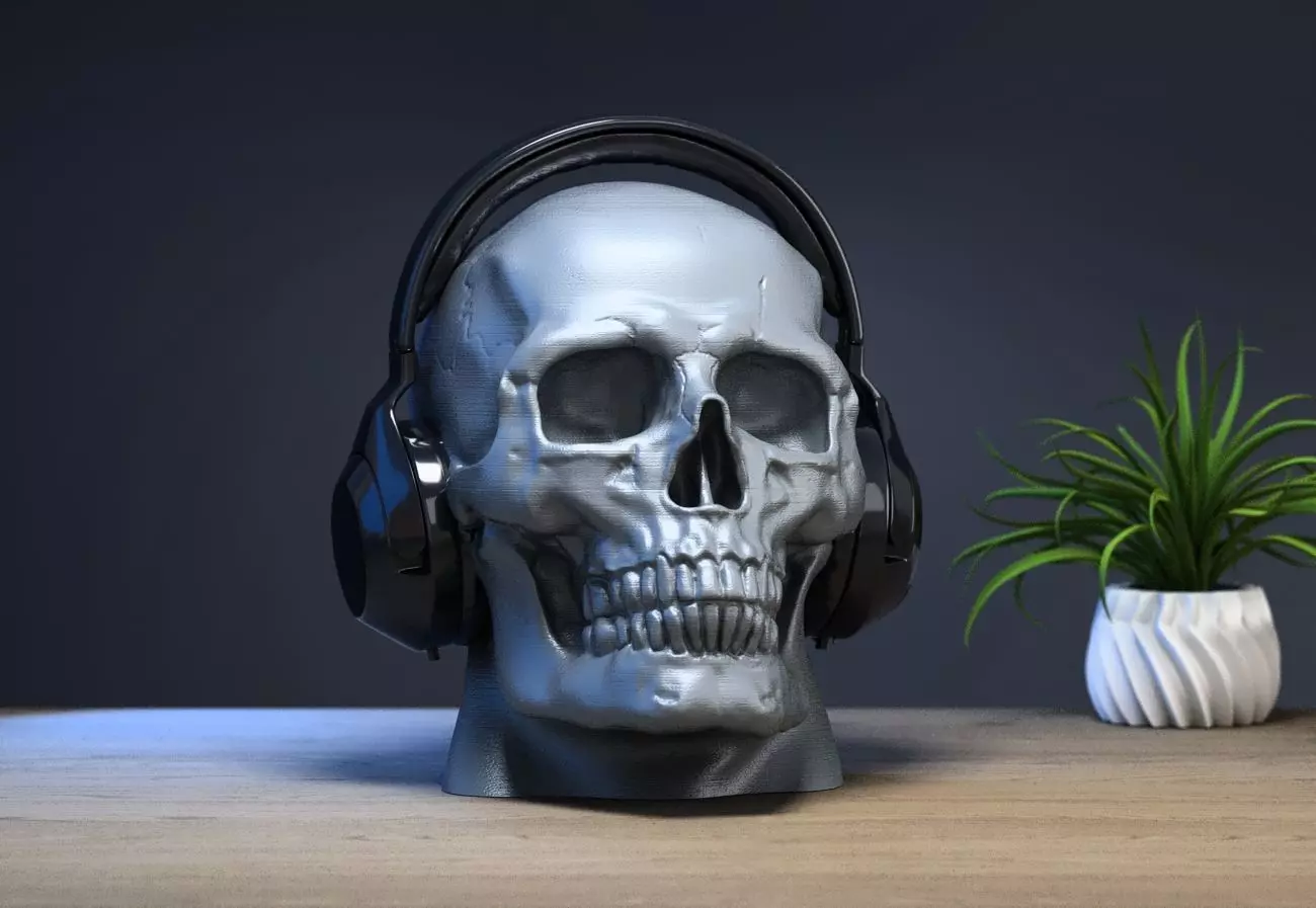 Robot Skull Headphone Stand  Cyborg Headset Stand  3D print model_0