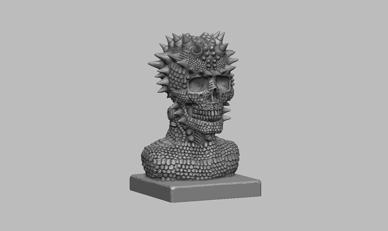 Robot Skull dragon bust Cyborg skull dragon 3D print model_6