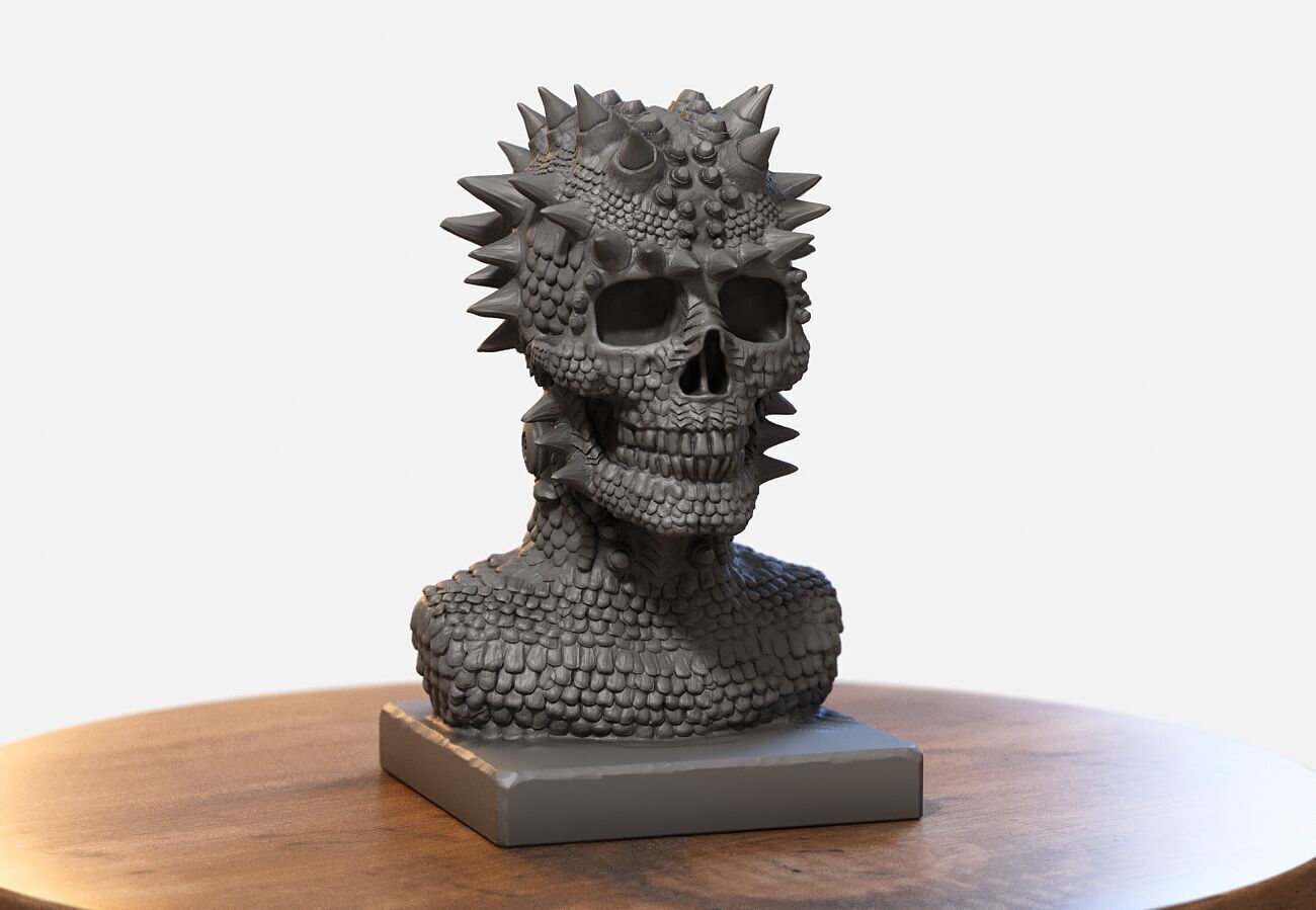 Robot Skull dragon bust Cyborg skull dragon 3D print model_2