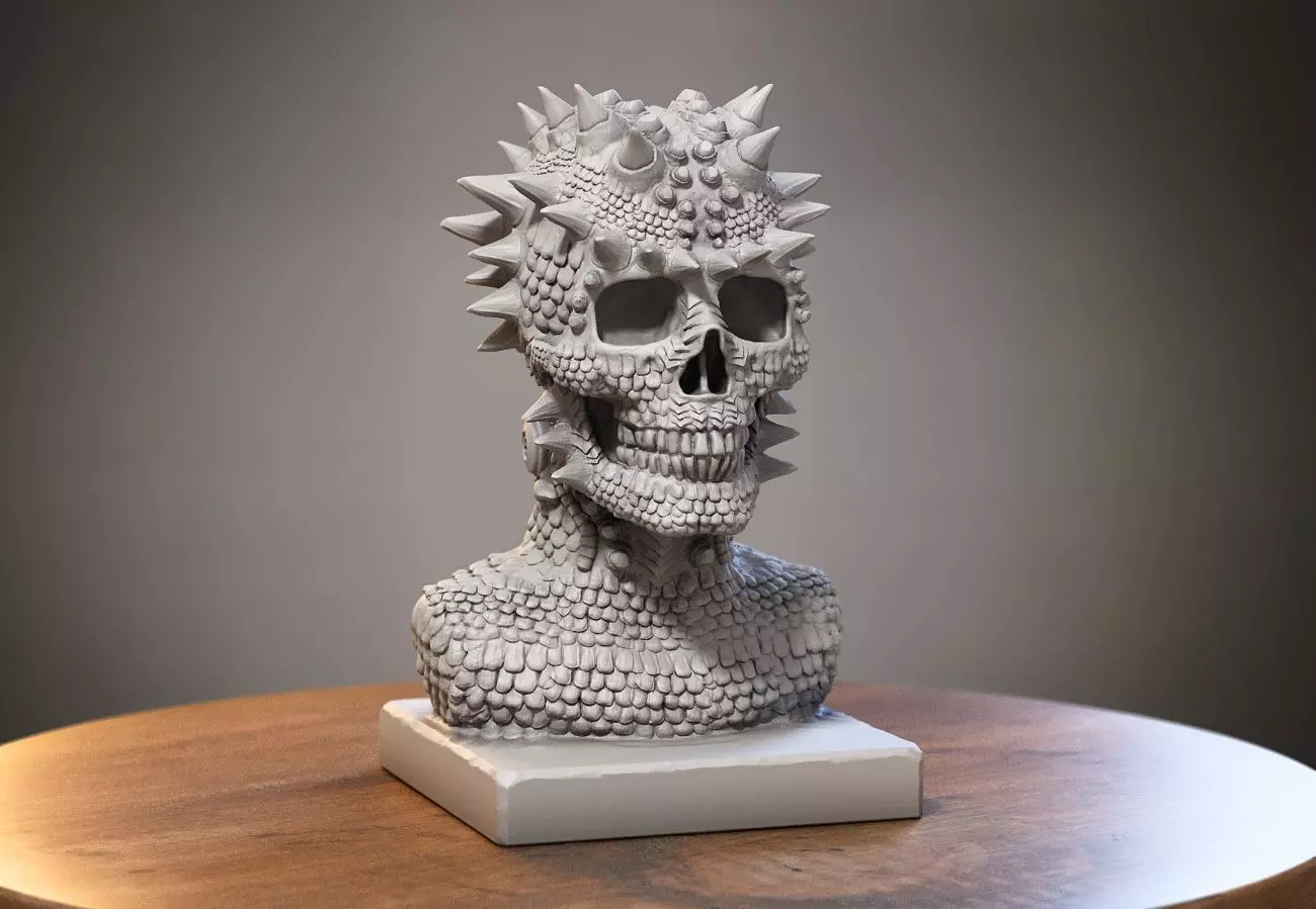 Robot Skull dragon bust Cyborg skull dragon 3D print model_0