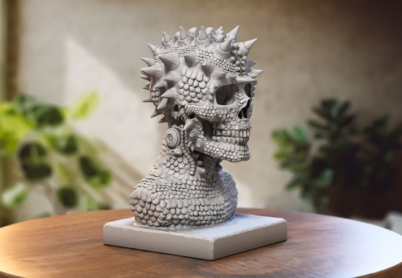 Robot Skull dragon bust Cyborg skull dragon 3D print model_1