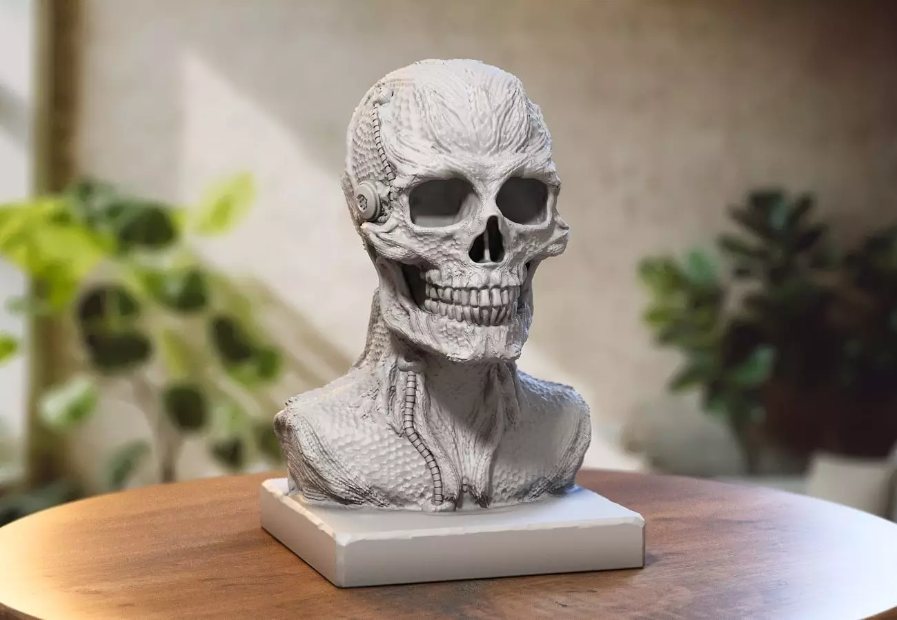 Robot Skull dragon bust Cyborg skull dragon 3D print model_0