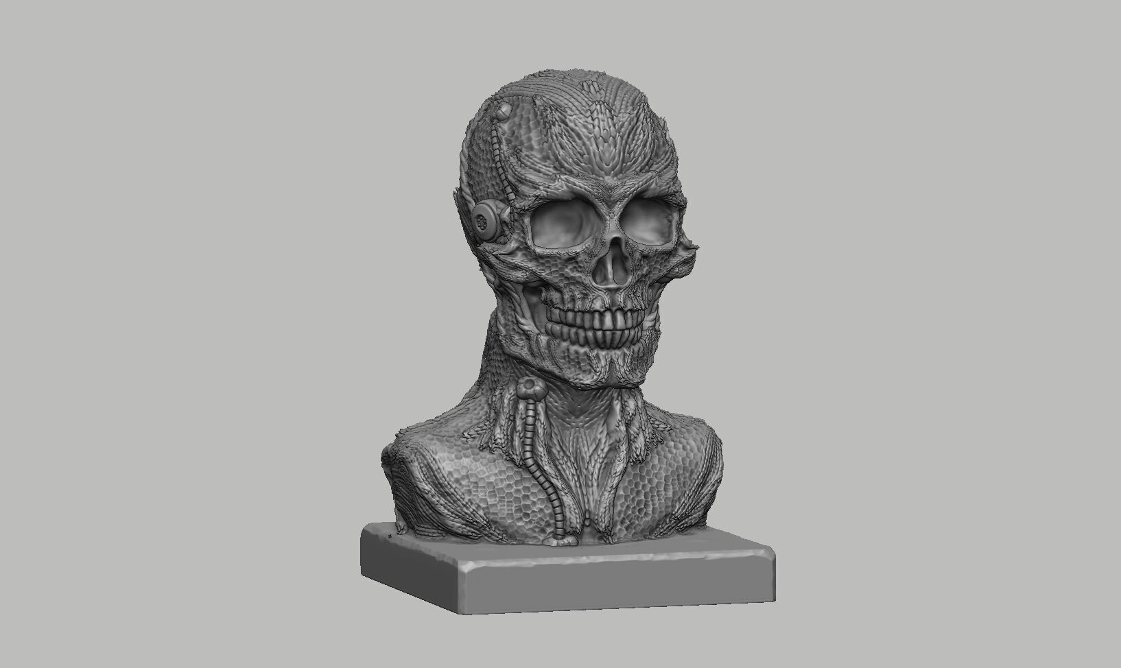 Robot Skull dragon bust Cyborg skull dragon 3D print model_7