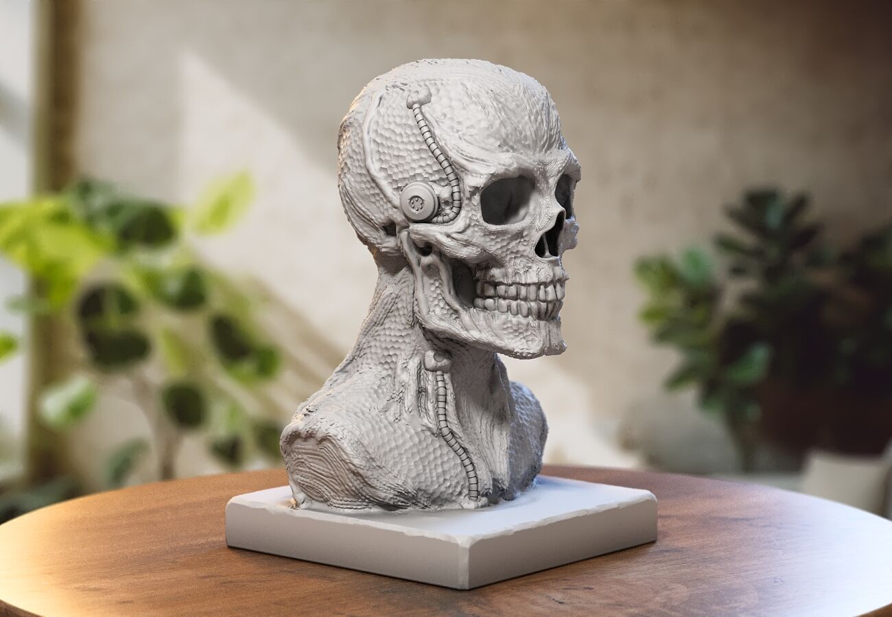 Robot Skull dragon bust Cyborg skull dragon 3D print model_2