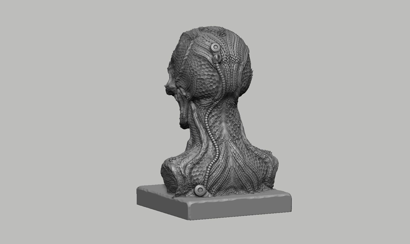 Robot Skull dragon bust Cyborg skull dragon 3D print model_10