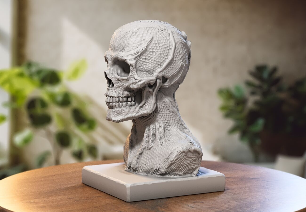 Robot Skull dragon bust Cyborg skull dragon 3D print model_4