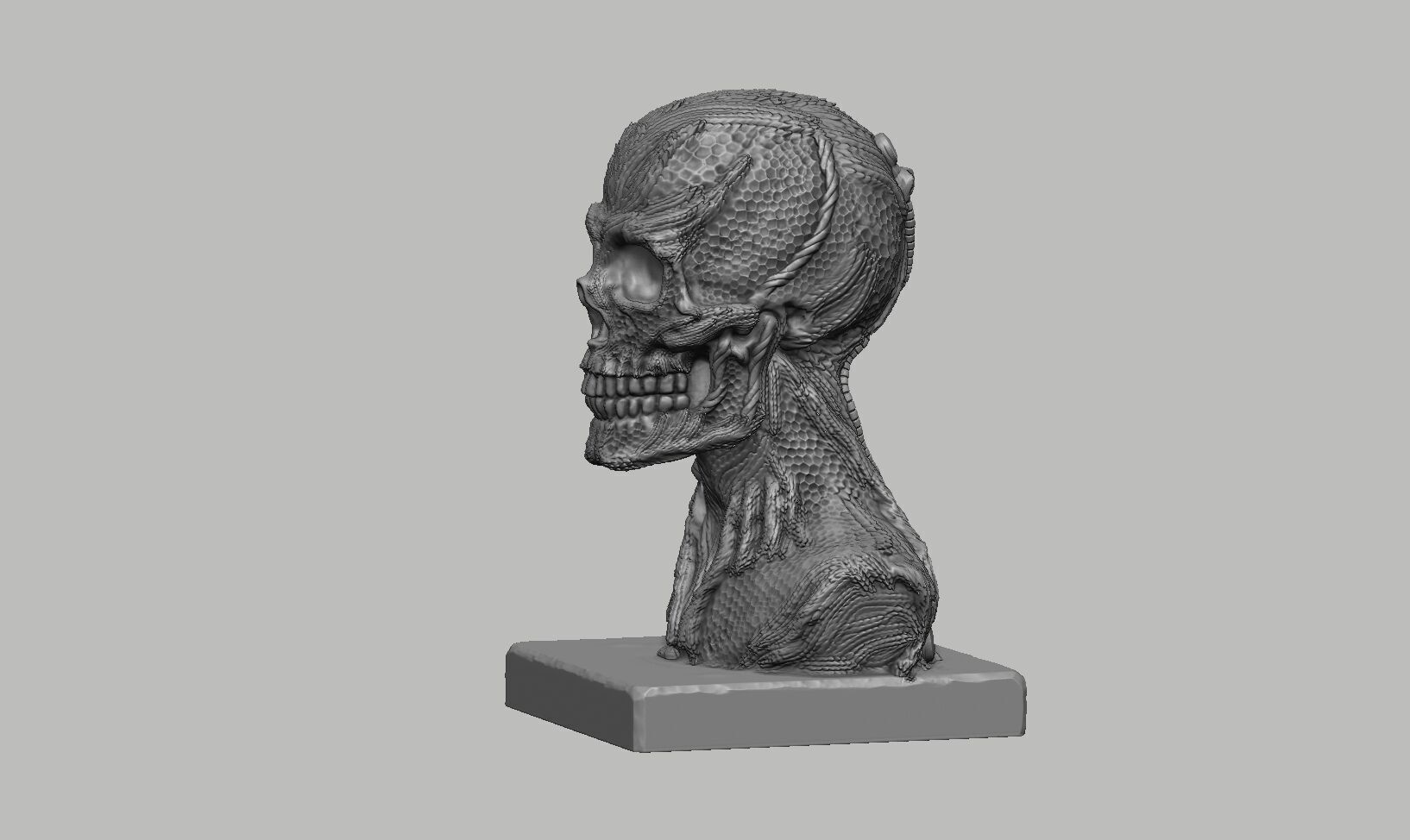 Robot Skull dragon bust Cyborg skull dragon 3D print model_11