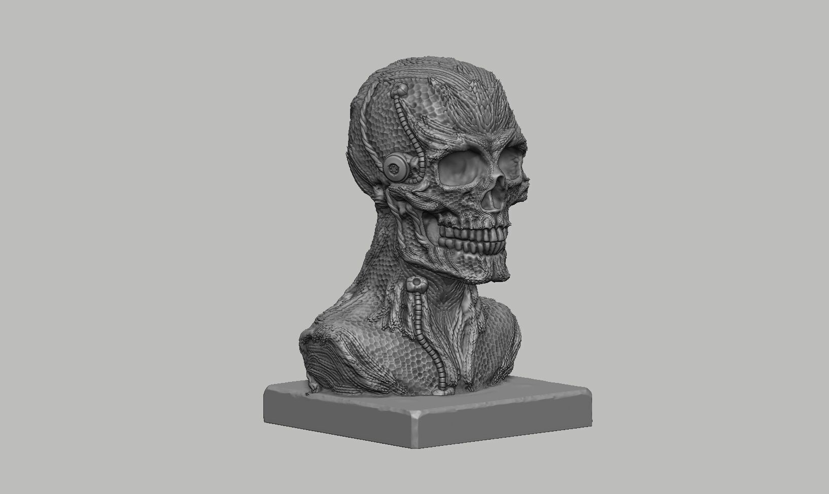 Robot Skull dragon bust Cyborg skull dragon 3D print model_6