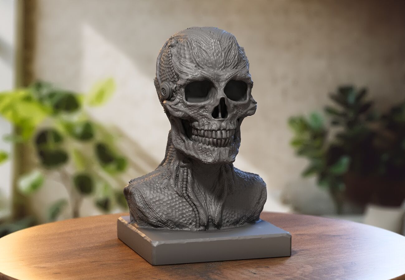 Robot Skull dragon bust Cyborg skull dragon 3D print model_1