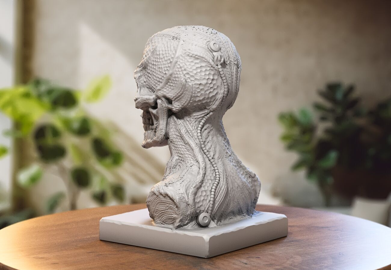 Robot Skull dragon bust Cyborg skull dragon 3D print model_3