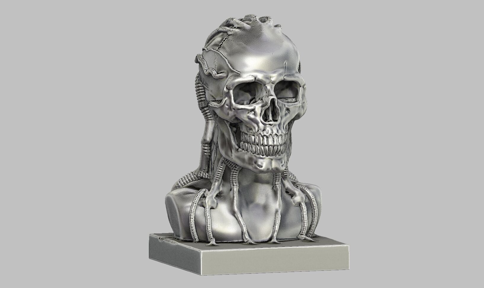 skull robot 3D print model_3