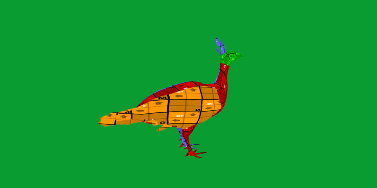 Green Peacock Bird Low-poly 3D model_17