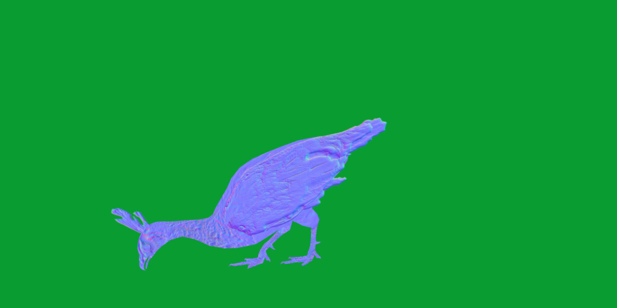 Green Peacock Bird Low-poly 3D model_6