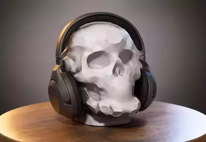 Robot Skull Headphone Stand  Cyborg Headset Stand 3D print model