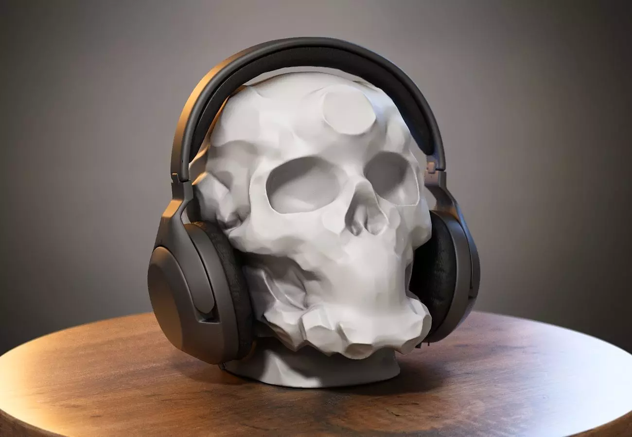 Robot Skull Headphone Stand  Cyborg Headset Stand 3D print model_0