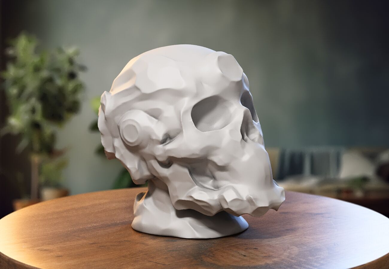 Robot Skull Headphone Stand  Cyborg Headset Stand 3D print model_2