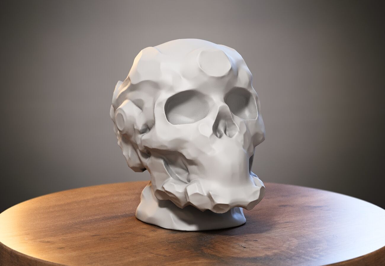 Robot Skull Headphone Stand  Cyborg Headset Stand 3D print model_3