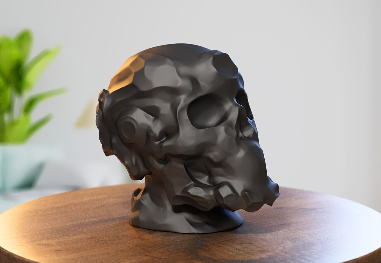 Robot Skull Headphone Stand  Cyborg Headset Stand 3D print model_1