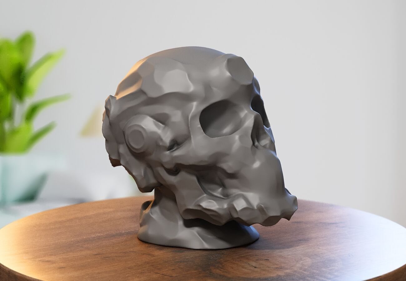 Robot Skull Headphone Stand  Cyborg Headset Stand 3D print model_4