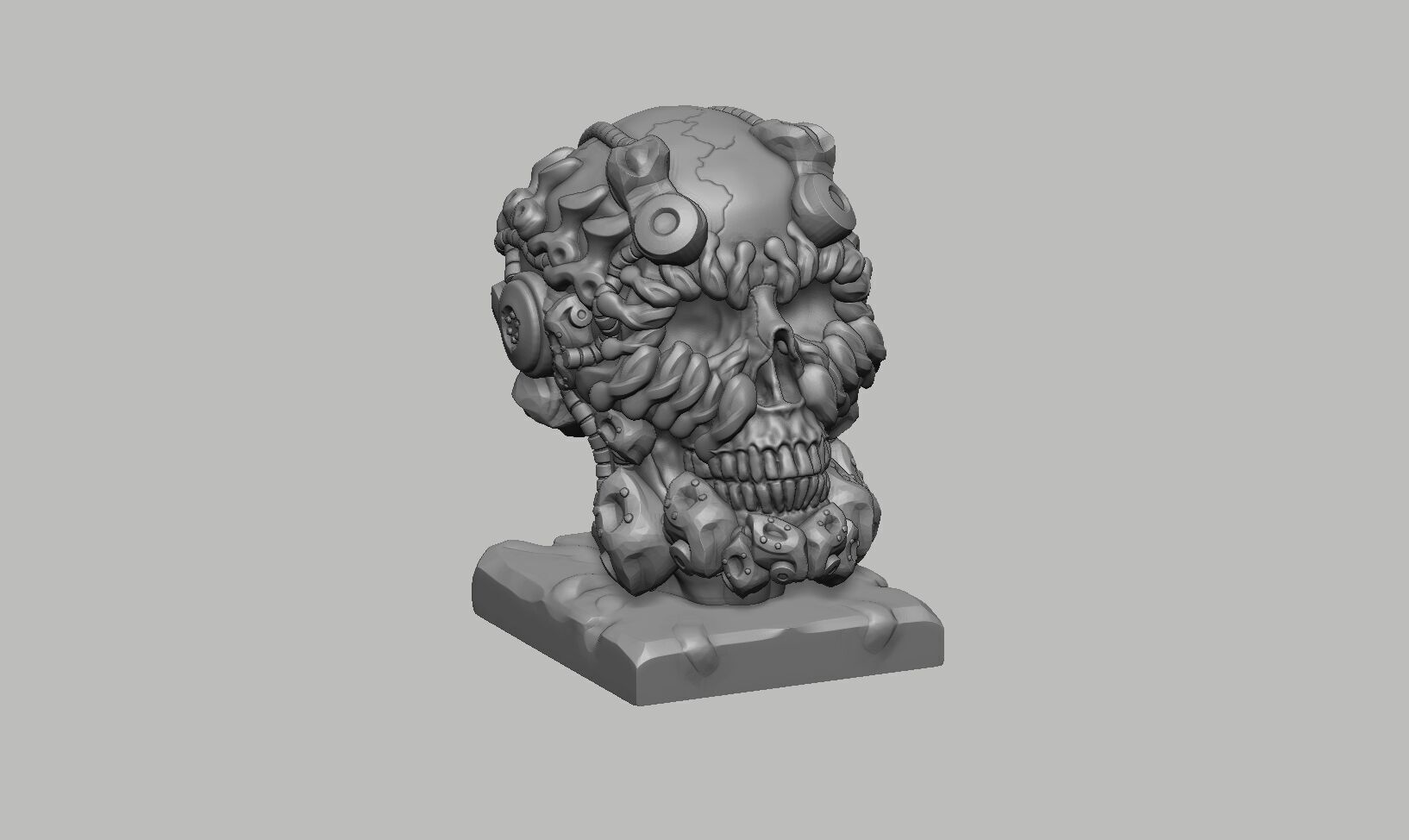 Robot Skull Headphone Stand  Cyborg Headset Stand 3D print model_5