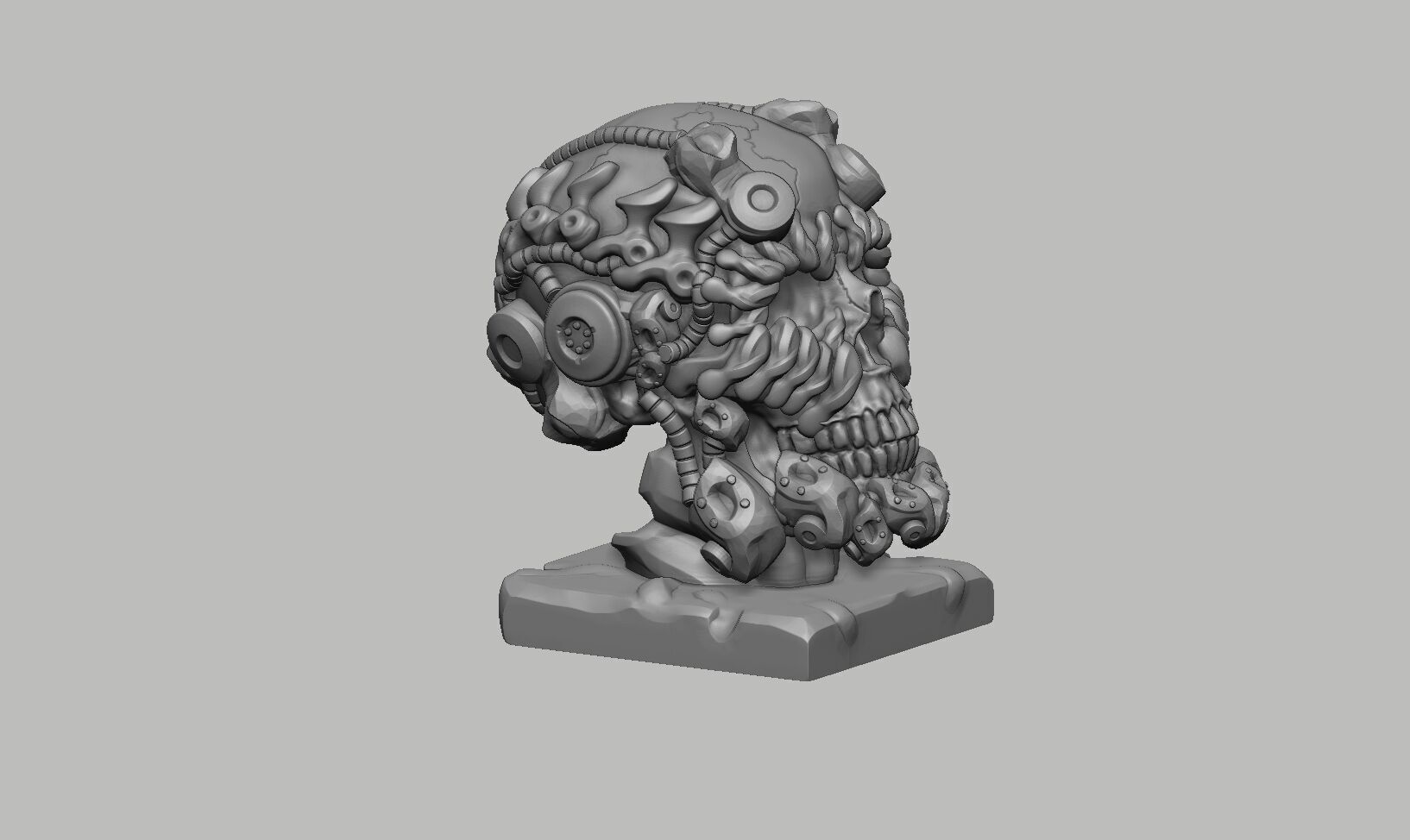 Robot Skull Headphone Stand  Cyborg Headset Stand 3D print model_6