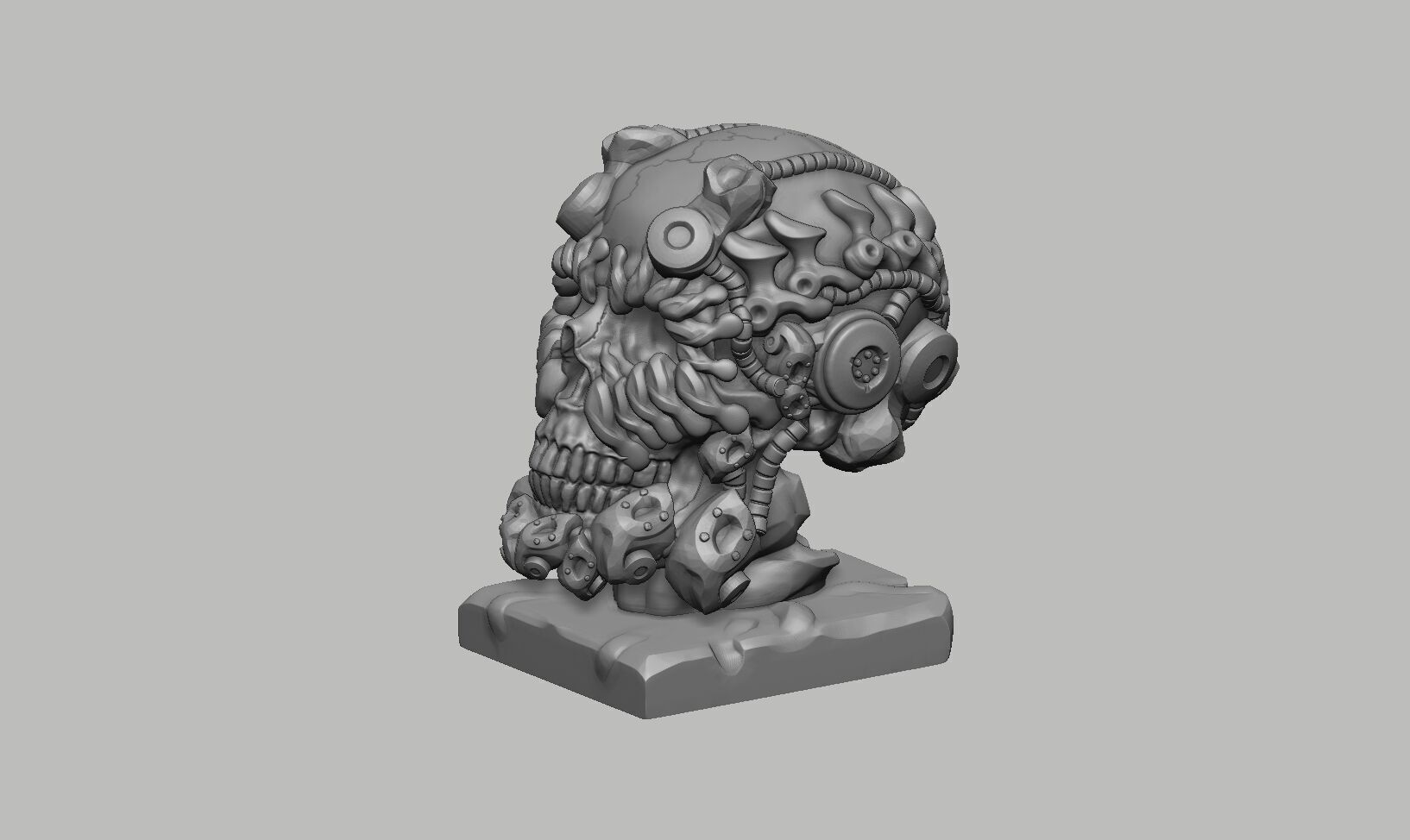 Robot Skull Headphone Stand  Cyborg Headset Stand 3D print model_9