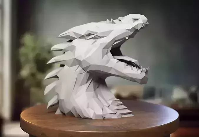 Dragon low-poly Headphone Stand Dragon low-poly Headset Stand