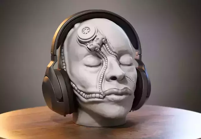 Robot Skull Headphone Stand Cyborg Headset Stand 3D print model