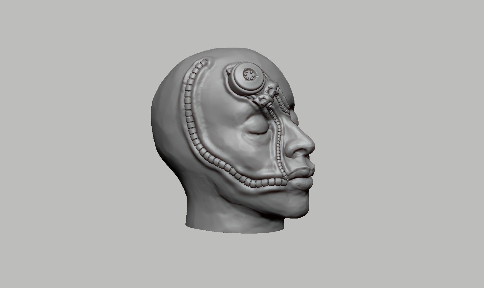 Robot Skull Headphone Stand Cyborg Headset Stand 3D print model_6