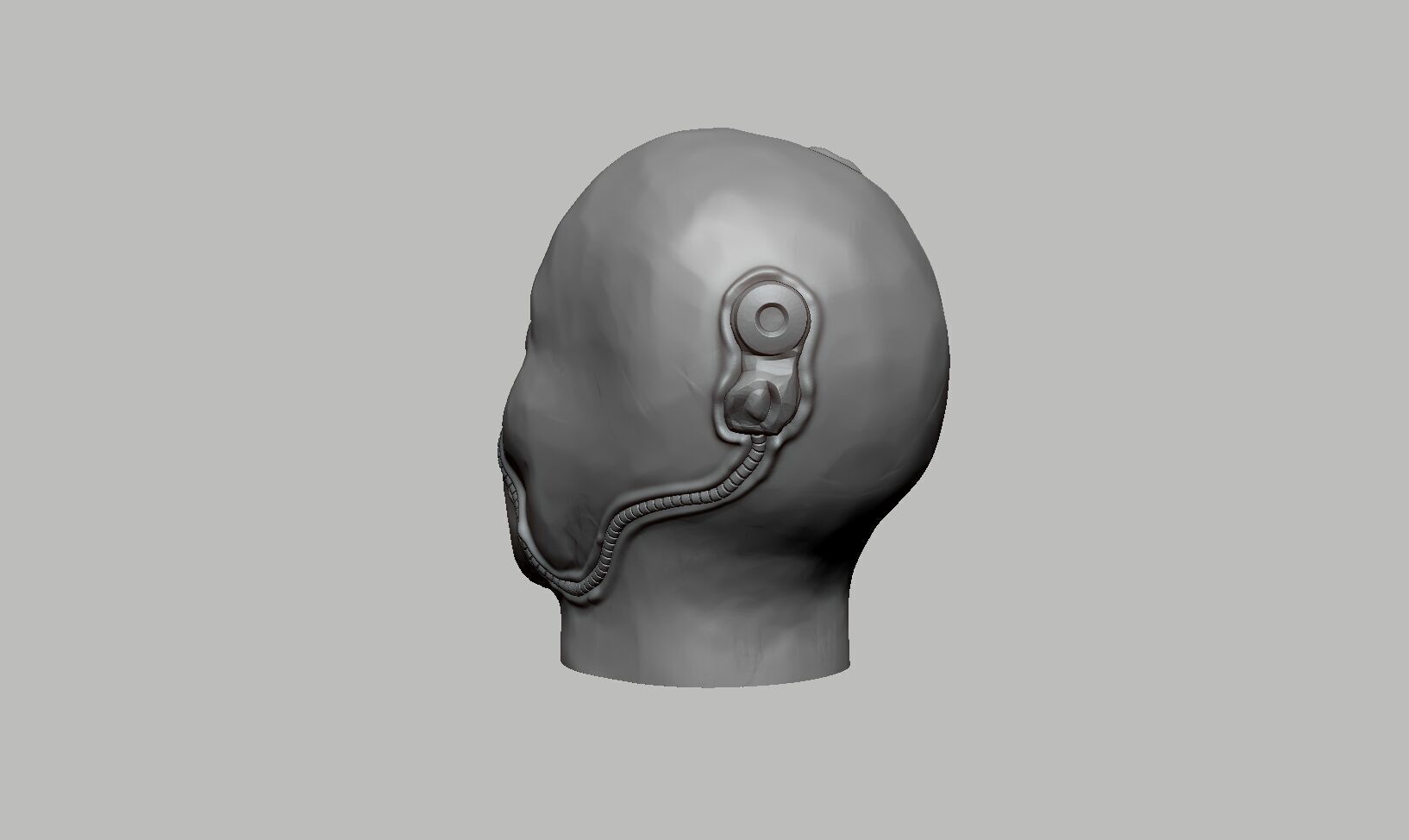 Robot Skull Headphone Stand Cyborg Headset Stand 3D print model_8