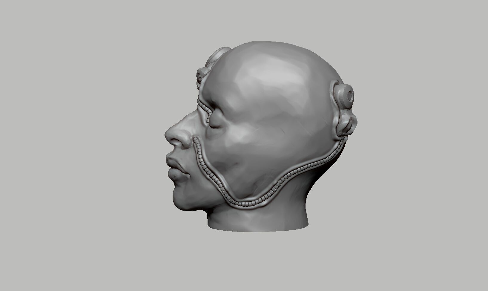 Robot Skull Headphone Stand Cyborg Headset Stand 3D print model_9