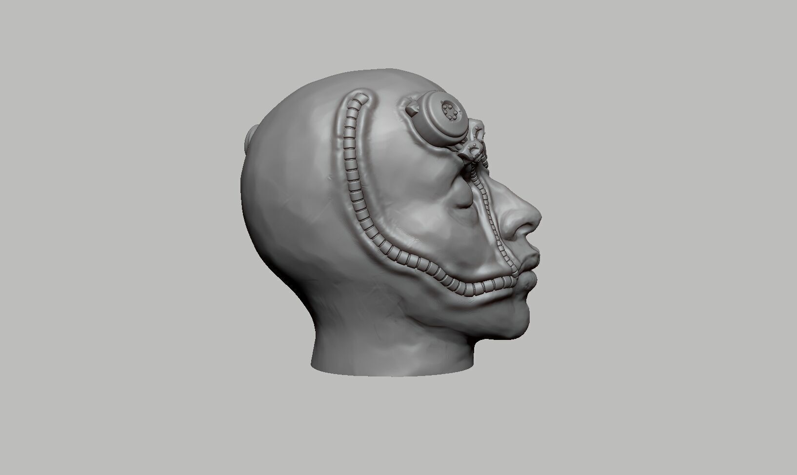 Robot Skull Headphone Stand Cyborg Headset Stand 3D print model_7