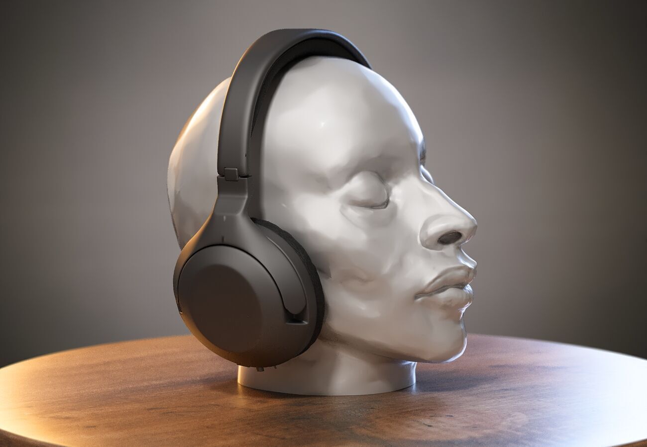 Robot Skull Headphone Stand Cyborg Headset Stand 3D print model_1