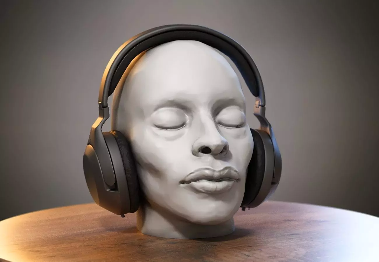 Robot Skull Headphone Stand Cyborg Headset Stand 3D print model_0