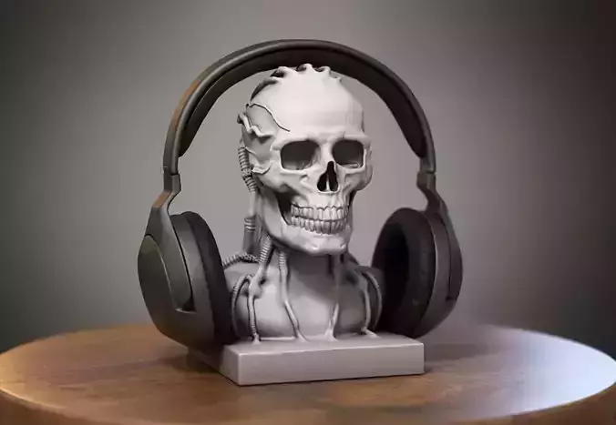 Robot Skull Headphone Stand  Cyborg Headset Stand 3D print model