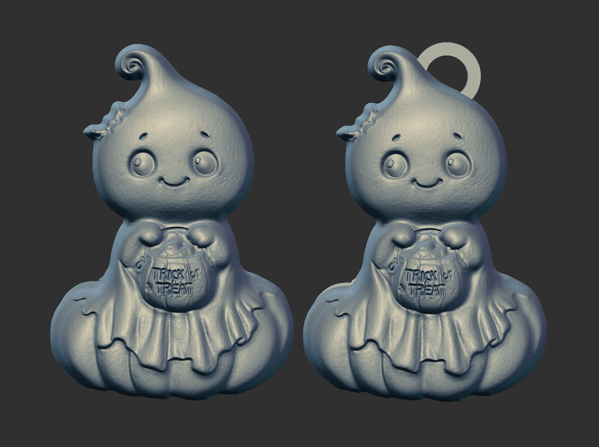 cute ghost with pumpkin hallowen decor  3D print model_4