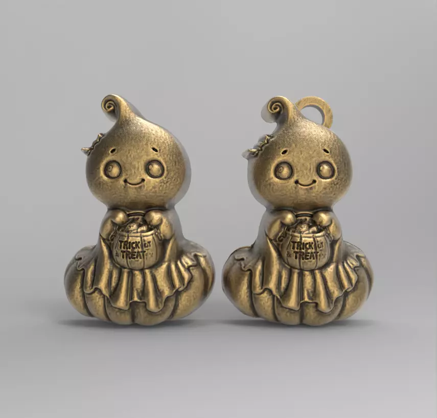 cute ghost with pumpkin hallowen decor  3D print model_0