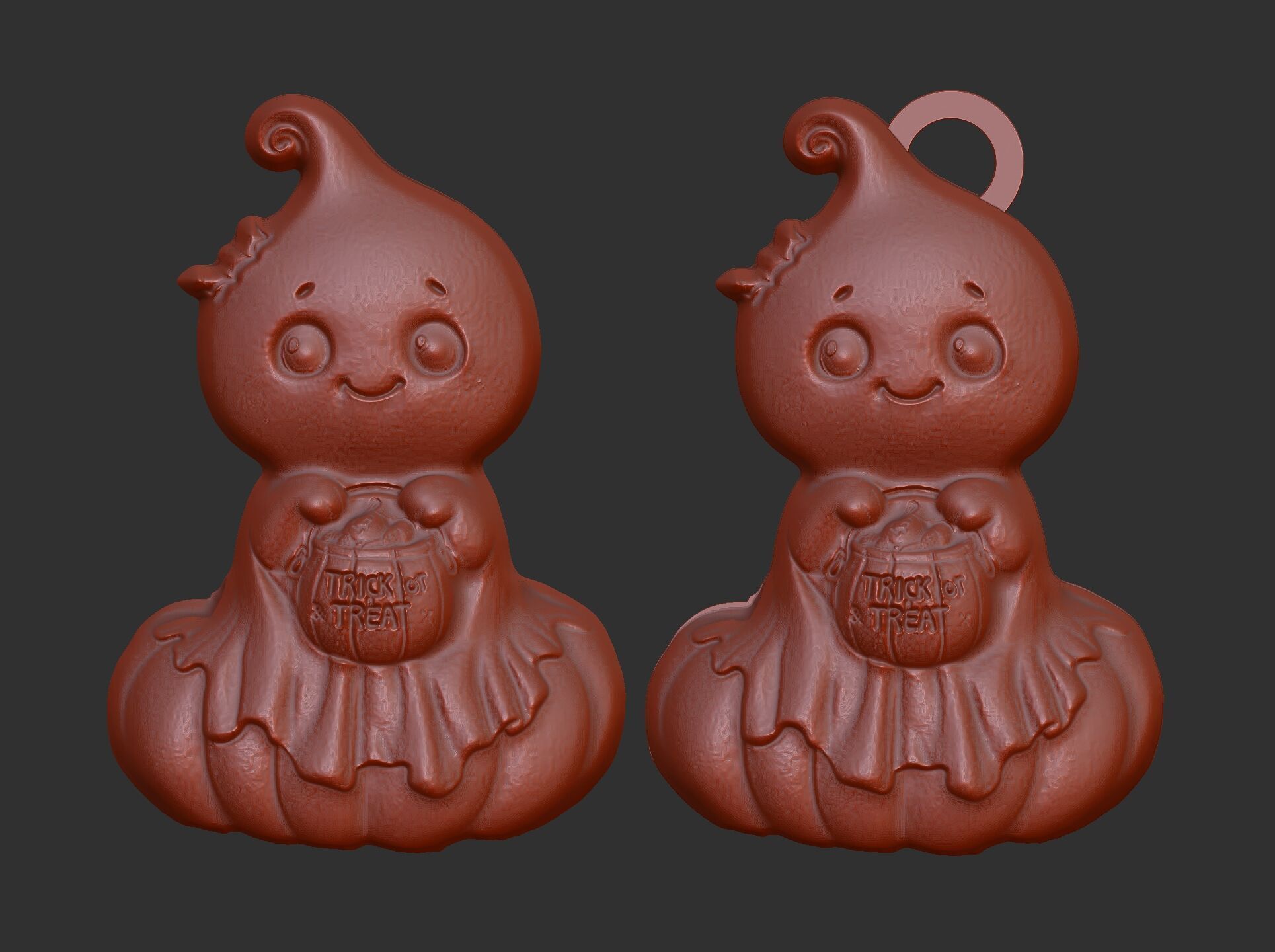 cute ghost with pumpkin hallowen decor  3D print model_5