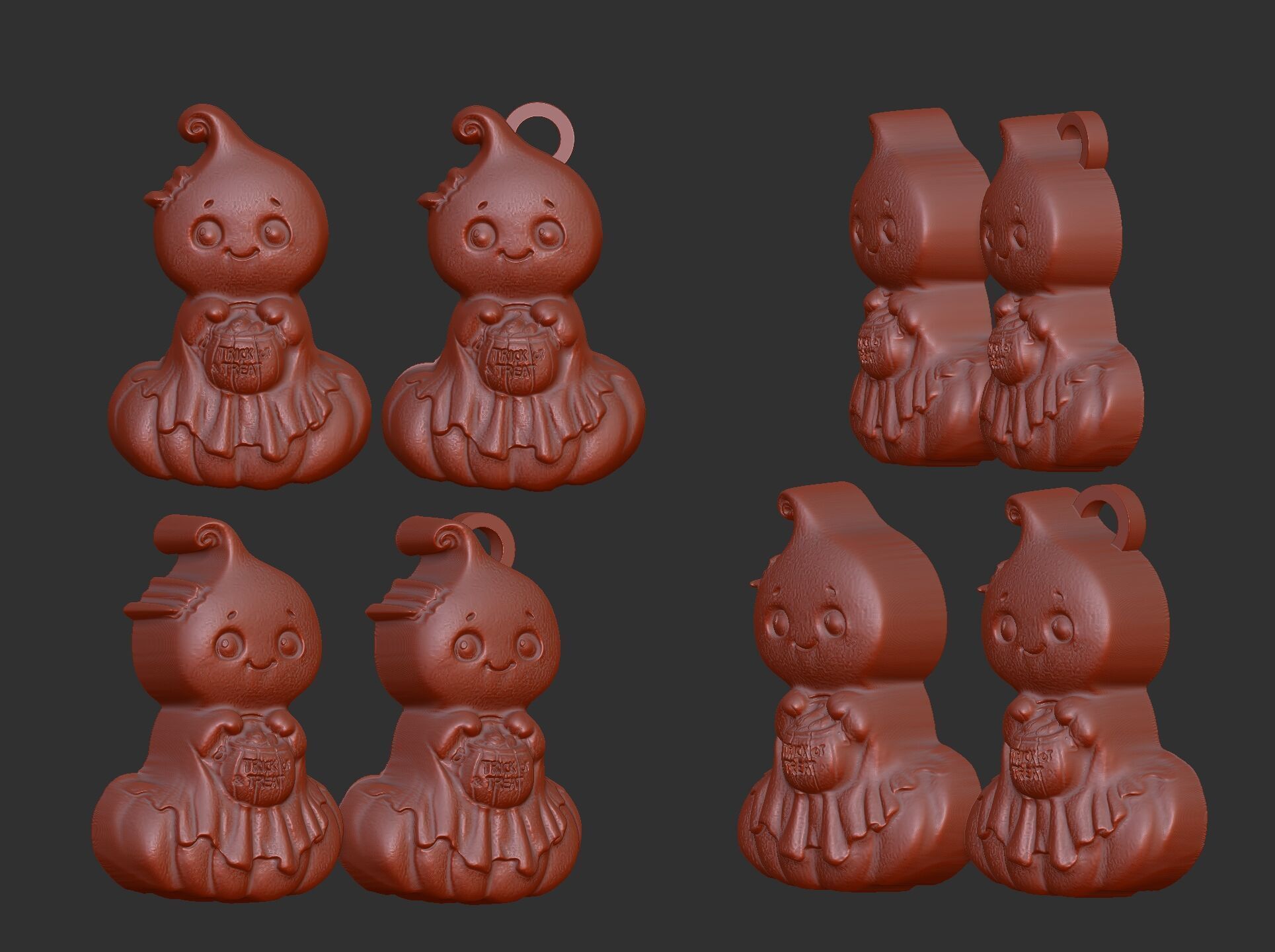 cute ghost with pumpkin hallowen decor  3D print model_3