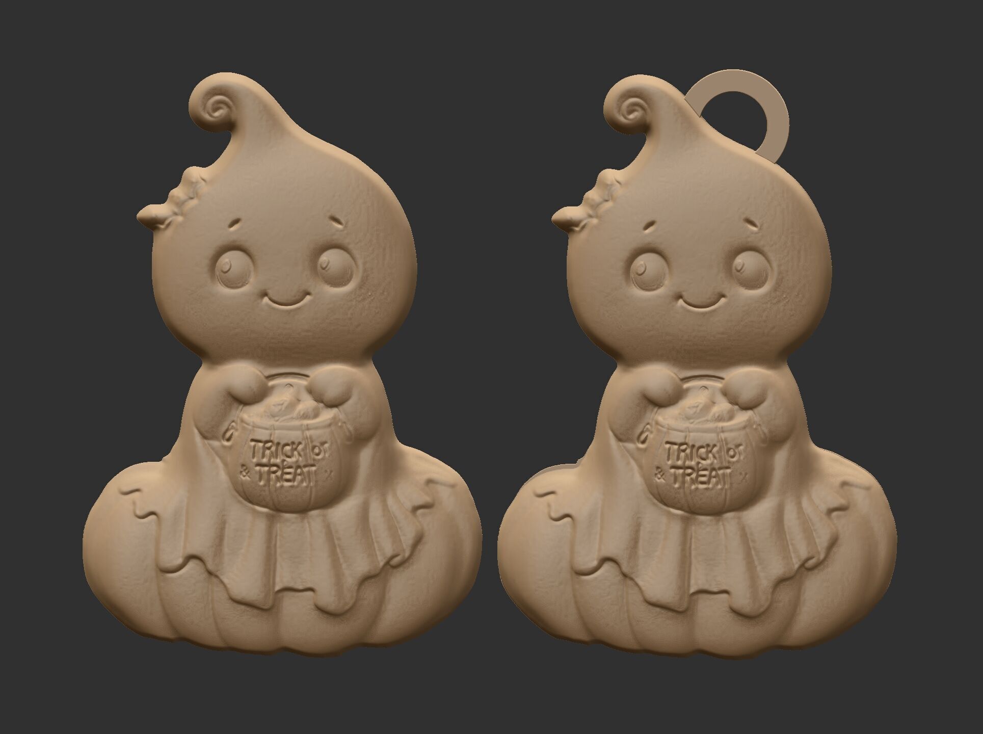 cute ghost with pumpkin hallowen decor  3D print model_6