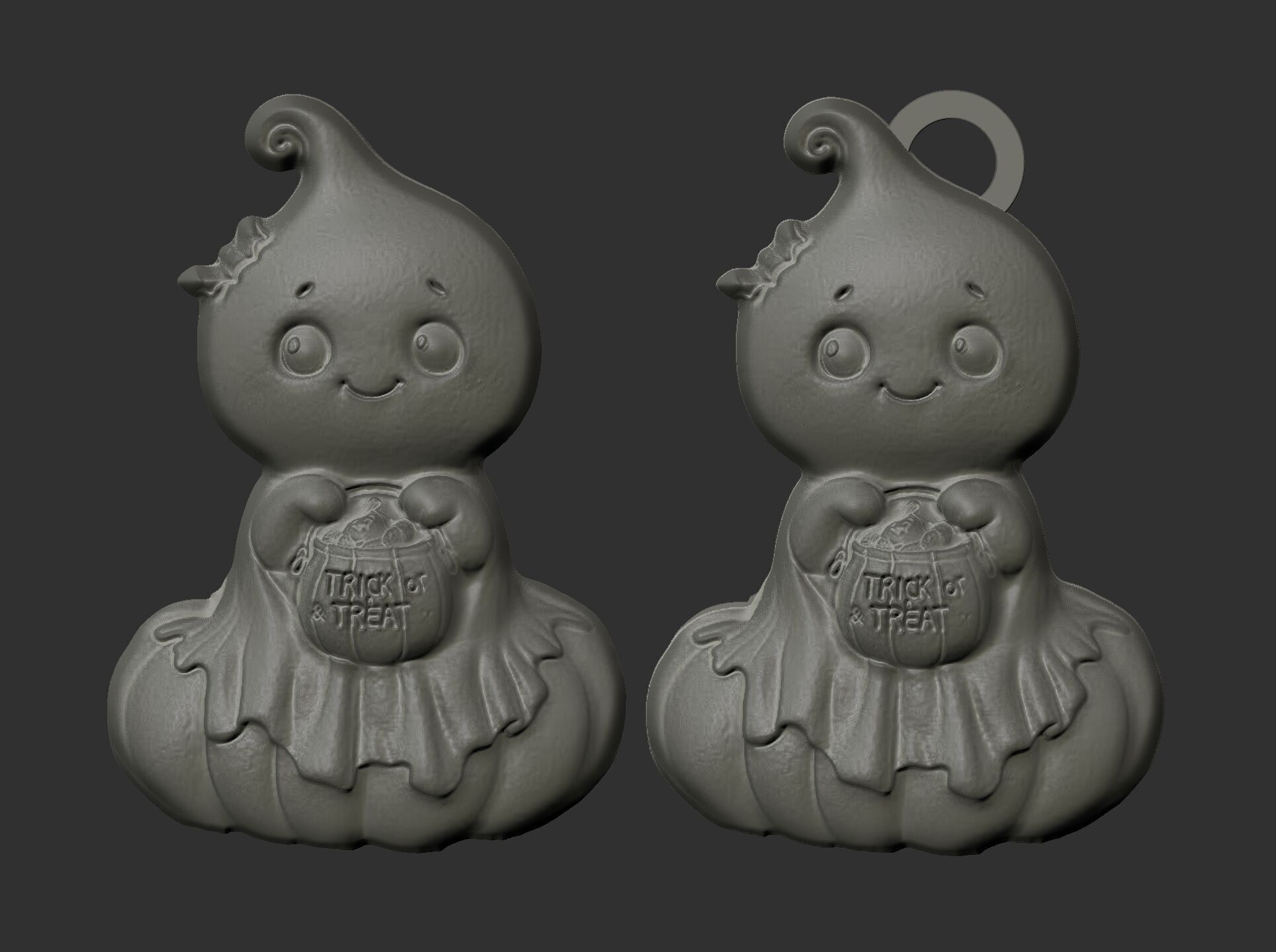 cute ghost with pumpkin hallowen decor  3D print model_8