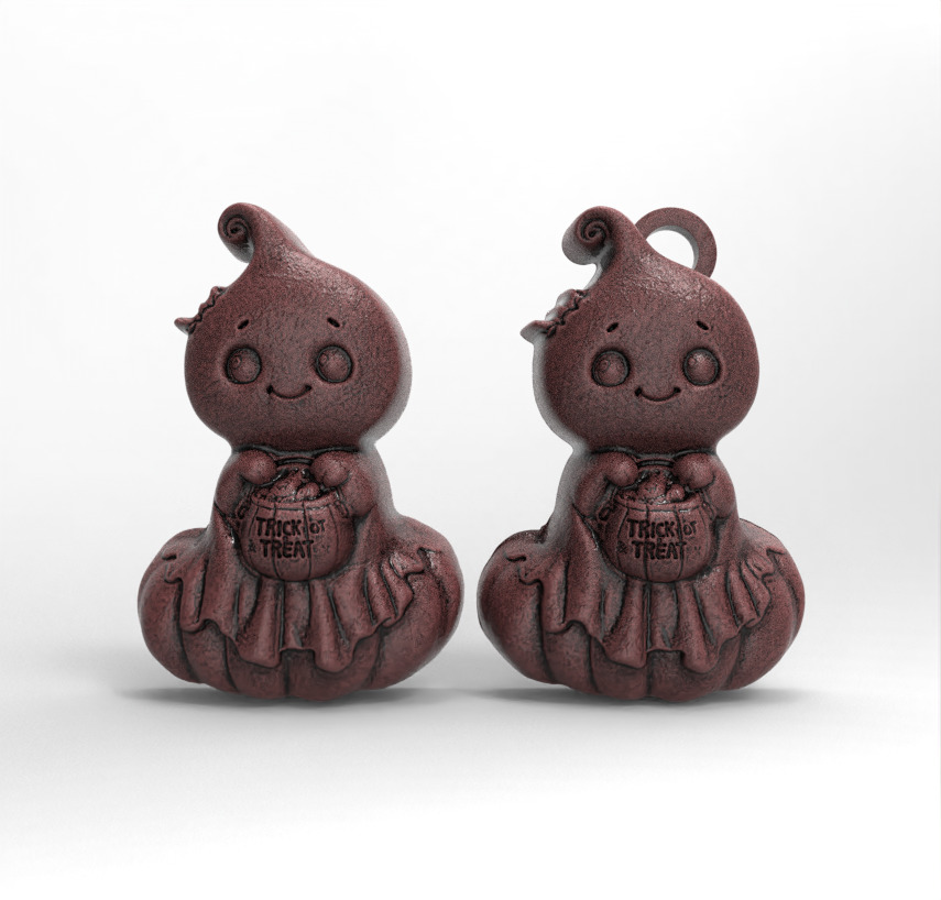 cute ghost with pumpkin hallowen decor  3D print model_1