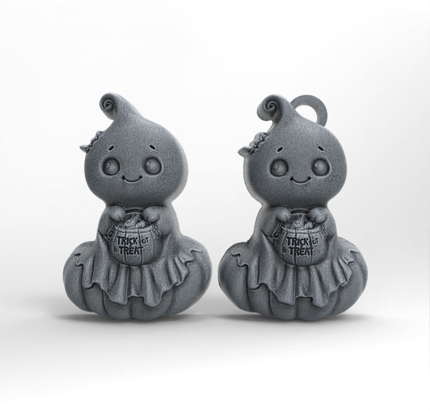 cute ghost with pumpkin hallowen decor  3D print model_2