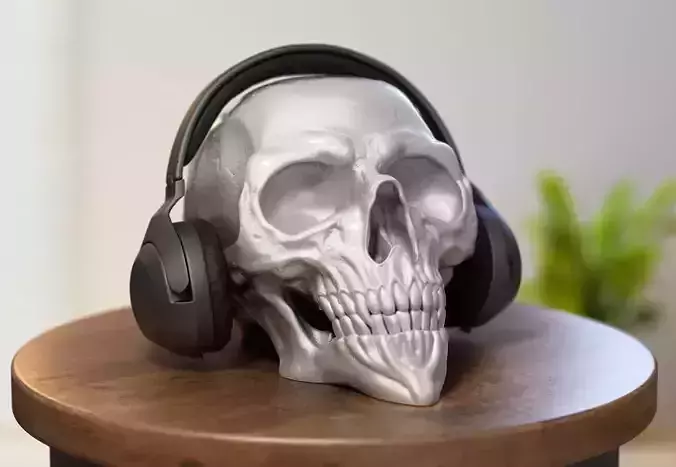 Skull Headphone Stand  Cyborg Headset Stand
