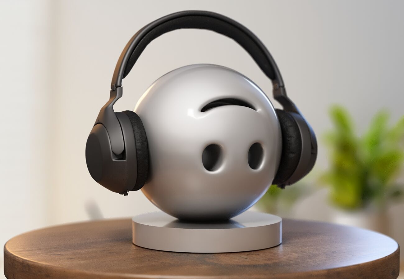 Emoji upside-down face Emoji Headphone Stand 3D model 3D printable ...