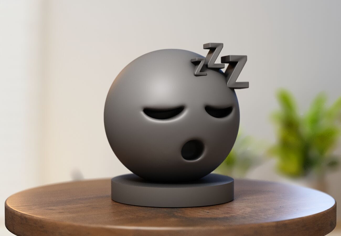 Emoji sleeping face Emoji Headphone Stand  3D print model_3