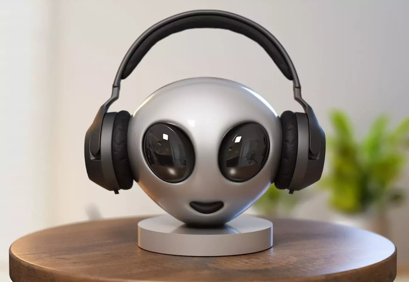 Emoji alien Emoji Headphone Stand Emoji Headset Stand 3D print model_0